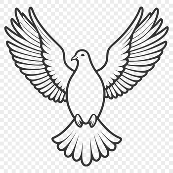 A simple illustration of a dove perched on a branch.