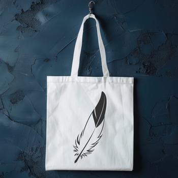 A single white feather with pointed tips and smooth edges, suitable for vector design and cutting machine applications.