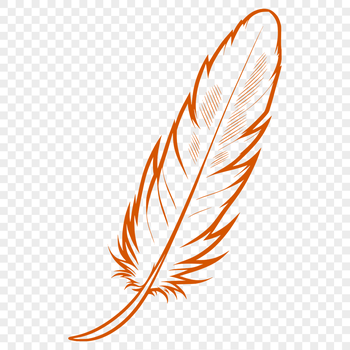 A single white bird's feather with smooth, curved edges, suitable for vector design and commercial use.