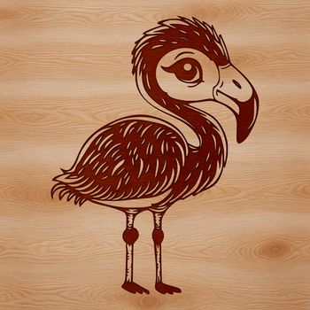 A digital illustration of a flamingo in a natural habitat.
