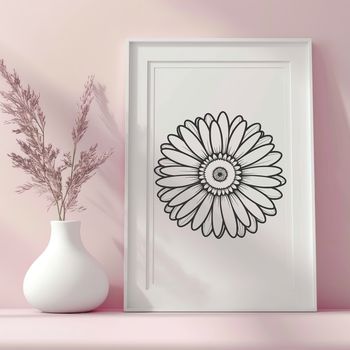 A simple daisy flower design made using vector graphics.