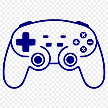 A detailed digital representation of a game controller with buttons and joysticks.
