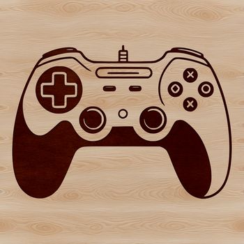 Vector illustration of a digital game controller with buttons and joysticks.