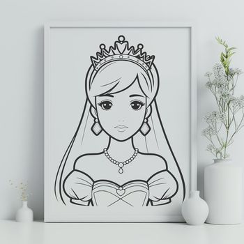 A stylized illustration of a young female princess with regal attire.