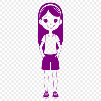 A young girl illustration created in vector format for digital and physical use.