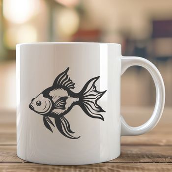 A goldfish swimming in water, depicted as a simple vector graphic.