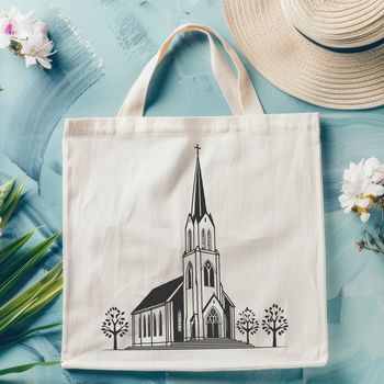 A vector graphic representation of a typical Baptist church exterior.