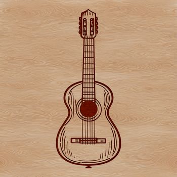 A vector graphic illustration of a guitar, suitable for cutting machine projects.