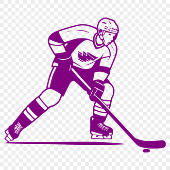 A hockey player in action on the ice, represented as a vector illustration.