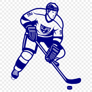 A hockey player in action, illustrated as a vector graphic.