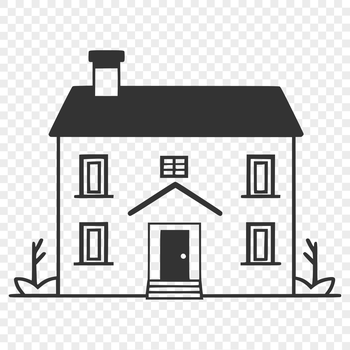 A 2D representation of a house, suitable for digital editing and cutting machine designs.