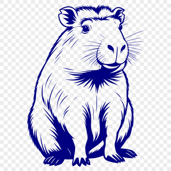 A detailed illustration of a capybara, a large rodent native to South America, created as vector art.