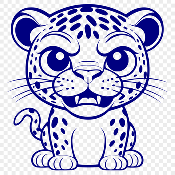 A large big cat with spots and a distinctive black stripe pattern, suitable for graphic design and cutting projects.