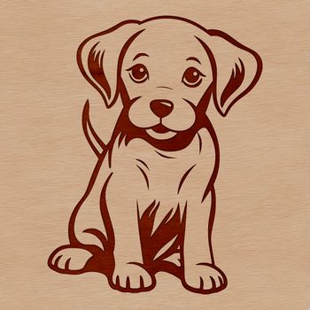 A simple line drawing of a sitting dog breed, identified as a Labrador Retriever.