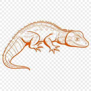 A green, scaly reptile with a long tail and sharp claws, suitable for vector art and commercial use.