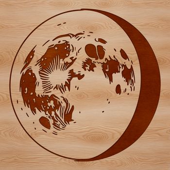 An SVG representation of a crescent-shaped moon with intricate details.