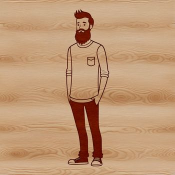 Portrait of a male figure with a beard in vector format.