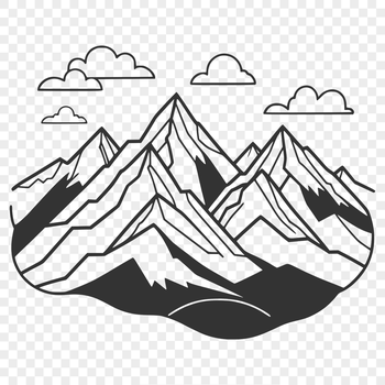A stylized digital illustration of a mountain landscape, suitable for vector graphic design.