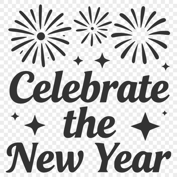 New Year's celebration illustration in vector format, suitable for cutting machines and digital design.