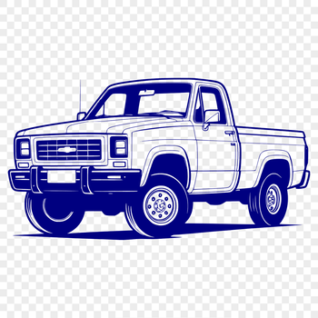A detailed illustration of a standard vehicle design featuring a pickup truck with realistic elements.