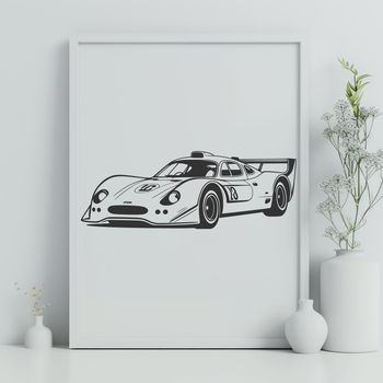 A sleek racing car designed as vector art for graphic design projects.