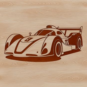 A detailed vector illustration of a high-performance racing car with sleek design and sharp lines.