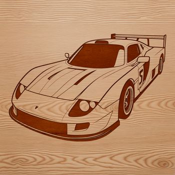 A sleek racing car with bold lines and vibrant colors, suitable for digital projects.