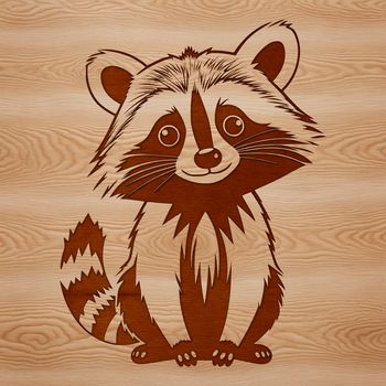 A raccoon illustrated in vector format as a clip art design.