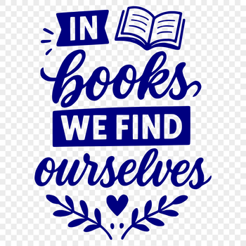 A minimalist illustration of a person reading from a book with inspirational quotes.