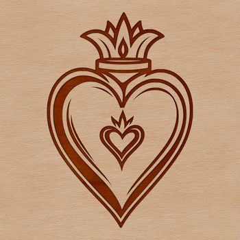 A stylized illustration of the Sacred Heart icon, suitable for vector art and cutting machine projects.