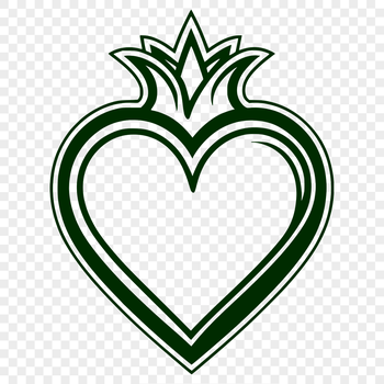 A stylized illustration of the Sacred Heart, a symbol of devotion and faith in various religious contexts.