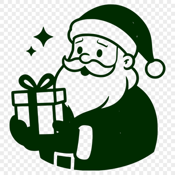 Bold Santa Outline SVG Vector An outline silhouette of Santa Claus in a bold, graphic design style.