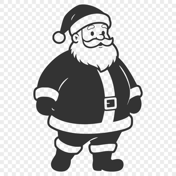 Festive Santa Illustration in Outline A festive illustration of Santa Claus in silhouette, suitable for various uses.