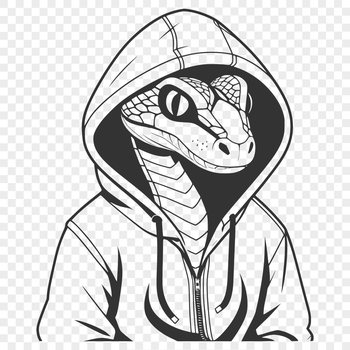 A simple illustration of a snake in black lines on a white background.
