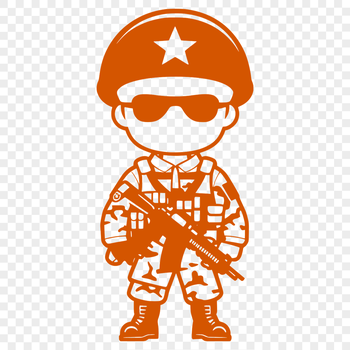 A vector graphic representation of a man dressed as a soldier.