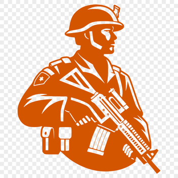 A detailed illustration of a male soldier in military uniform.
