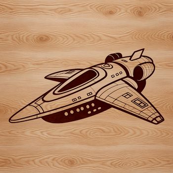A futuristic spaceship illustration suitable for vector graphics design and digital cutting applications.