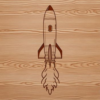 Vector graphic design of a spacecraft with detailed details and textures.