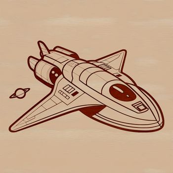 A detailed vector illustration of a spaceship in space.