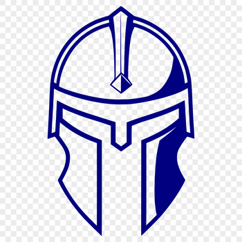 A medieval-inspired illustration of a warrior wearing a classical Greek-style helmet.