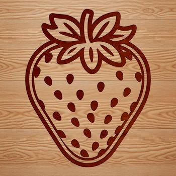 A stylized illustration of a fresh red strawberry.