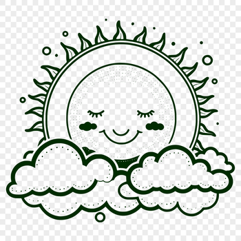 A stylized illustration of a sun with rays, suitable for vector graphics and cutting machines.