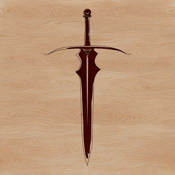 Illustration of a medieval-style sword with intricate details, suitable for cutting machines or vector design.