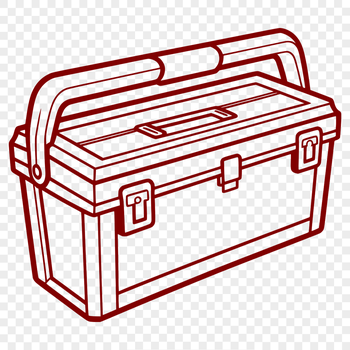 Illustrated toolbox with various tools, designed as a vector graphic.