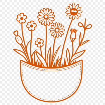 A stylized flower-shaped pocket design in vector format.