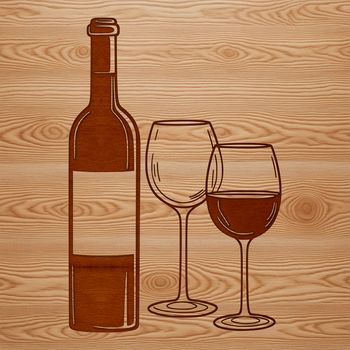 A detailed illustration of a glass containing red wine, suitable for vector design.