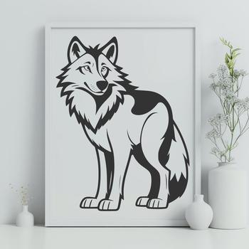 A digital illustration of a wolf in its natural stance, suitable for graphic design and crafting.