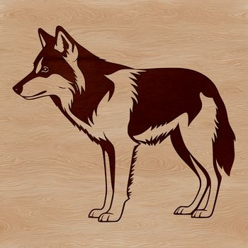 An SVG graphic of a wild animal, specifically a wolf, designed with precision and detail.