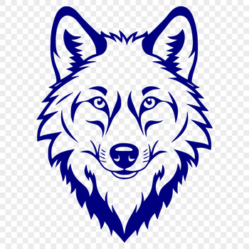 A single wolf's head depicted in a clean and simple vector style.