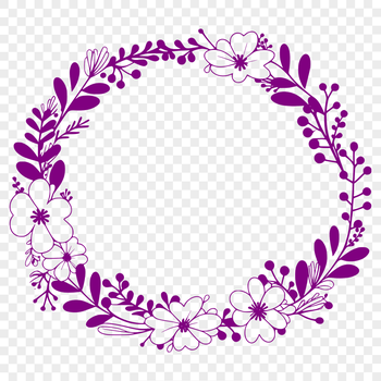 A floral design in the shape of a circular wreath, suitable for cutting machines like Cricut.